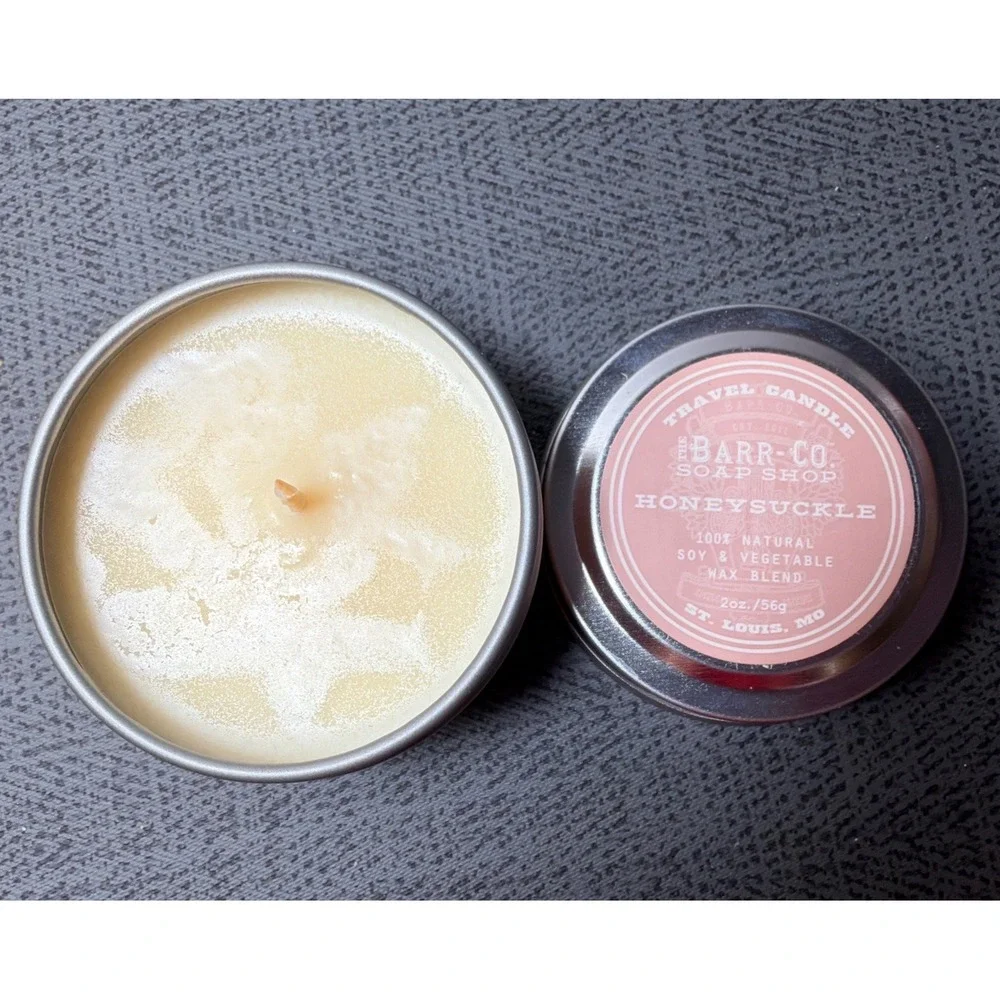 The Barr-Co Travel Candle Honeysuckle Soy Vegetable Wax Blend 2 oz TRAVEL Size